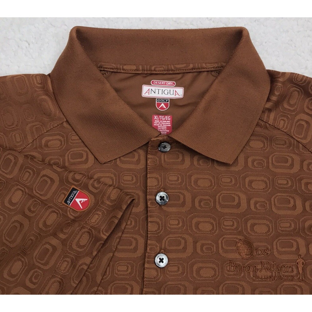 EDS Byron Nelson Championship Golf Polo Mens XL Brown‎ Geometric Retro Y2K RARE